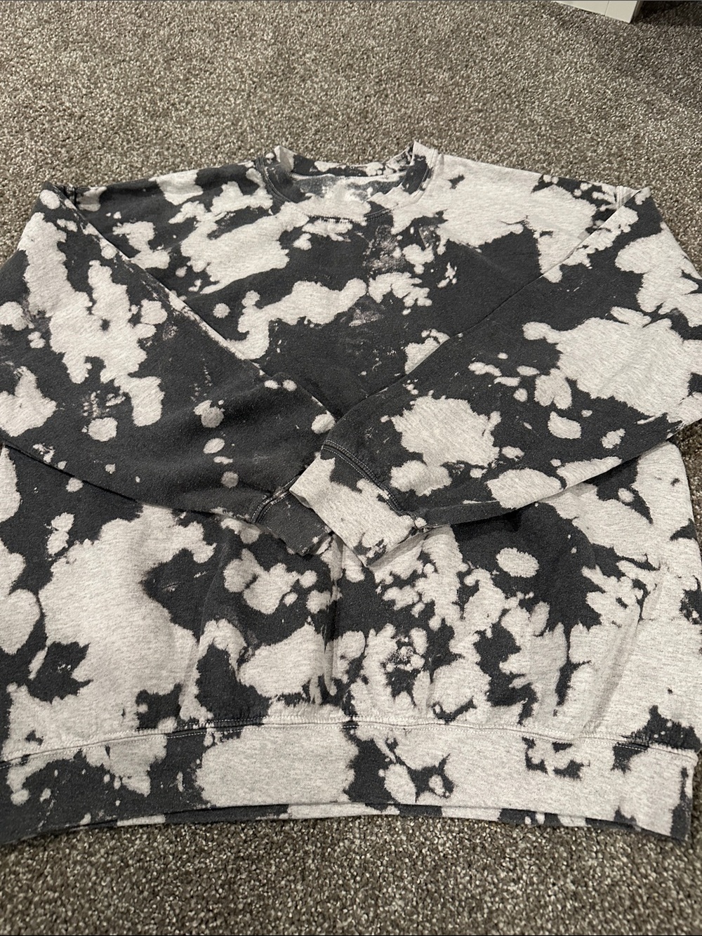 Black & White Tie-Dye Crewneck Sweater